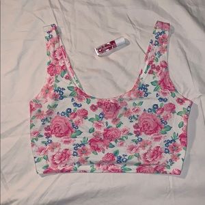 pink flower crop top